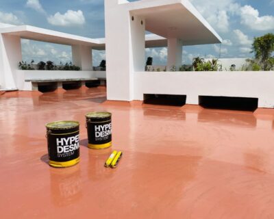 Exposed concrete roof waterproofing with reflecting materials – Bangladesh