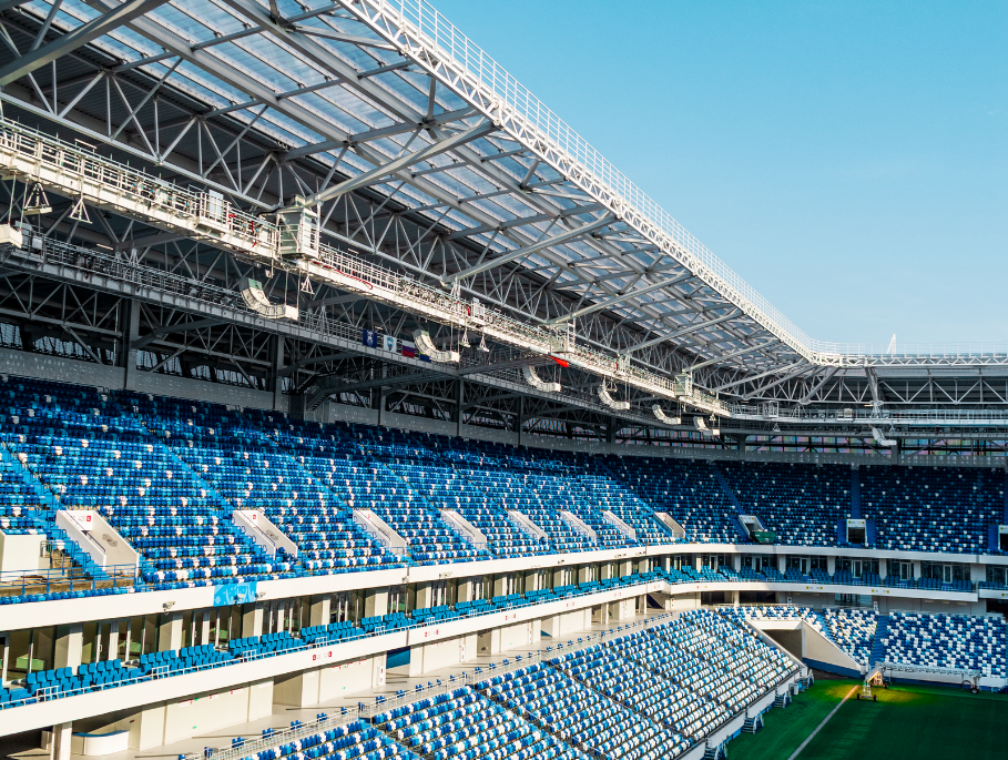 Systems - Infrastructure Systems - Stadium Stands Systems - Waterproofing solutions for stadium stands to protect concrete from stress, traffic, and maintain structural integrity.